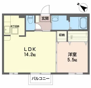 カーサグレース幸【1階】の間取り