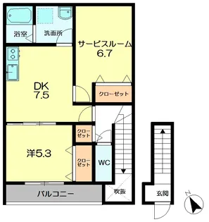 サンソレイユ富雄【2階】の間取り