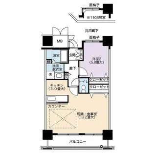 URアクシオス千種【16階】の間取り