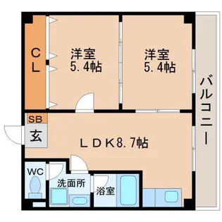 アパートメント膳所【3階】の間取り