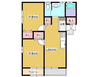 〇ハッピーハイム A【2階】の間取り