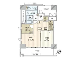 ユニハイム中之島堂島川タワーレジデンス【6階】の間取り