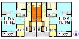 クローバーハイツ川東【1階】の間取り