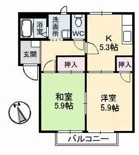 フレグランス倉敷【2階】の間取り
