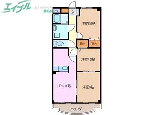 ハッピー2000稲場【3階】の間取り