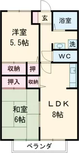 タウンハイツ紙風船【1階】の間取り