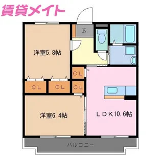 ルミエール栄【1階】の間取り