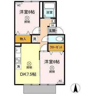 ファミール桃の郷 B棟【1階】の間取り