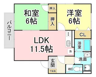 福岡県北九州市八幡西区下上津役1【アパート】の間取り