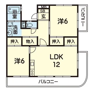 2LDKの間取り画像
