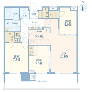 HARUMI FLAG PARK VILLAGE T棟【39階】の間取り