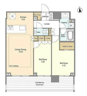 東京都新宿区市谷薬王寺町【マンション】の間取り