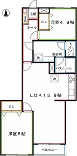 パークサイド国分寺【1階】の間取り