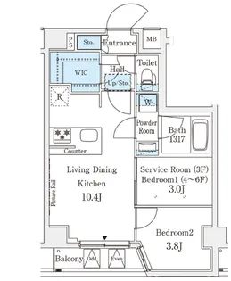 アジールコート山手動坂【6階】の間取り