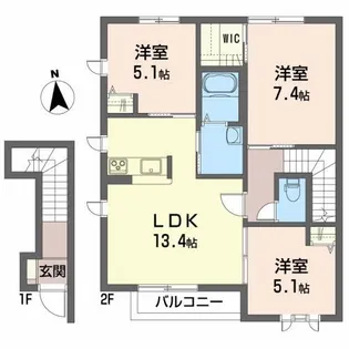 シャーメゾン不来方【2階】の間取り