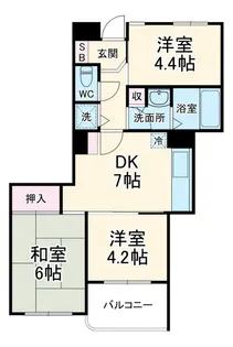 ライオンズマンション南春日部【3階】の間取り