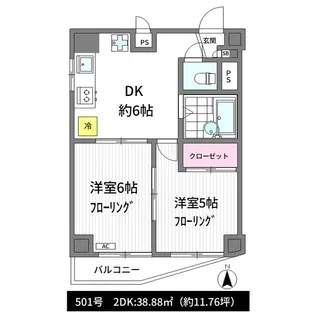 金剛マンション【5階】の間取り
