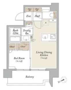 オーキッドレジデンス芝浦【9階】の間取り