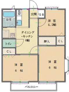 ミヤマエハイツB【2階】の間取り