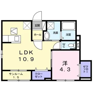 エスペラント ヴォヌール【1階】の間取り