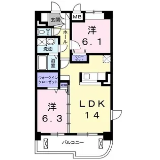 プレッサ泉中央【6階】の間取り