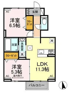 あん・ぼぬーる鴨島【1階】の間取り
