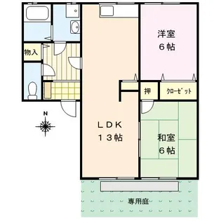 福岡県久留米市江戸屋敷2【アパート】の間取り