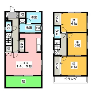 愛知県名古屋市名東区社口2【一戸建】の間取り