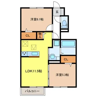 岐阜県岐阜市鏡島中1【アパート】の間取り