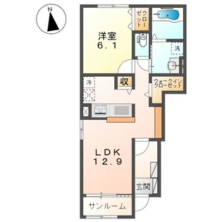 愛知県あま市篠田稲荷【アパート】の間取り