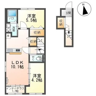 福島県郡山市大槻町字東阿良久【アパート】の間取り