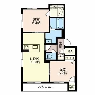 2LDKの間取り画像