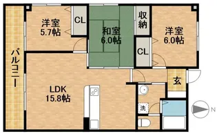 ライフ第5マンション大平台【4階】の間取り