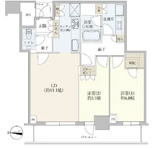 プレミストタワー大阪新町ローレルコート【37階】の間取り