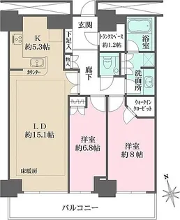 Wコンフォートタワーズ WEST【12階】の間取り