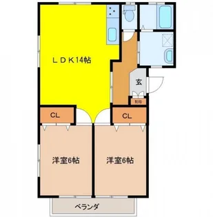 ラ・メゾン中里A棟【1階】の間取り