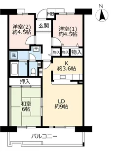 URアルビス寺本【6階】の間取り