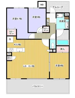 ナイスサンソレイユ浜松入野【4階】の間取り