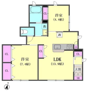 エスポワール山王【1階】の間取り