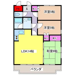 南部マンション【5階】の間取り