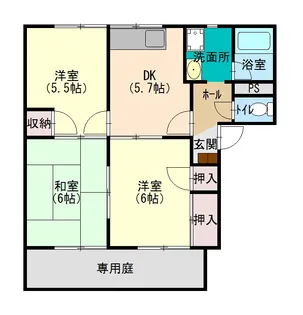 ファミーユ廿日市B棟【1階】の間取り