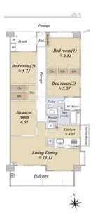 ローレルスクエア港南台B棟【5階】の間取り