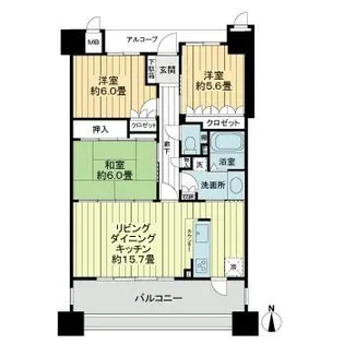 サーパス太田中央公園二番館【5階】の間取り