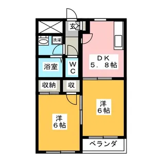 ヴィレッジ白山【1階】の間取り