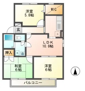 カサベルデB棟【2階】の間取り