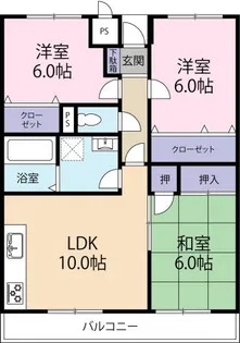 セントラルコート沖浜【3階】の間取り