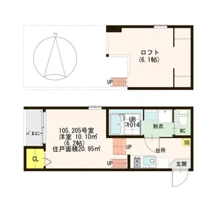 Le Grand Bleu 蛍池【1階】の間取り