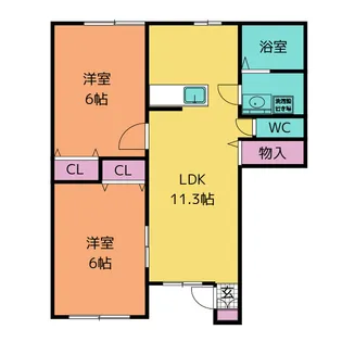 ツインシティ道伯 A棟【1階】の間取り