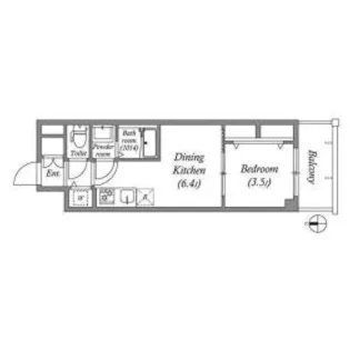 1DKの間取り画像