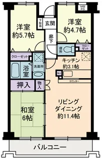 エントピアつきみ野【3階】の間取り